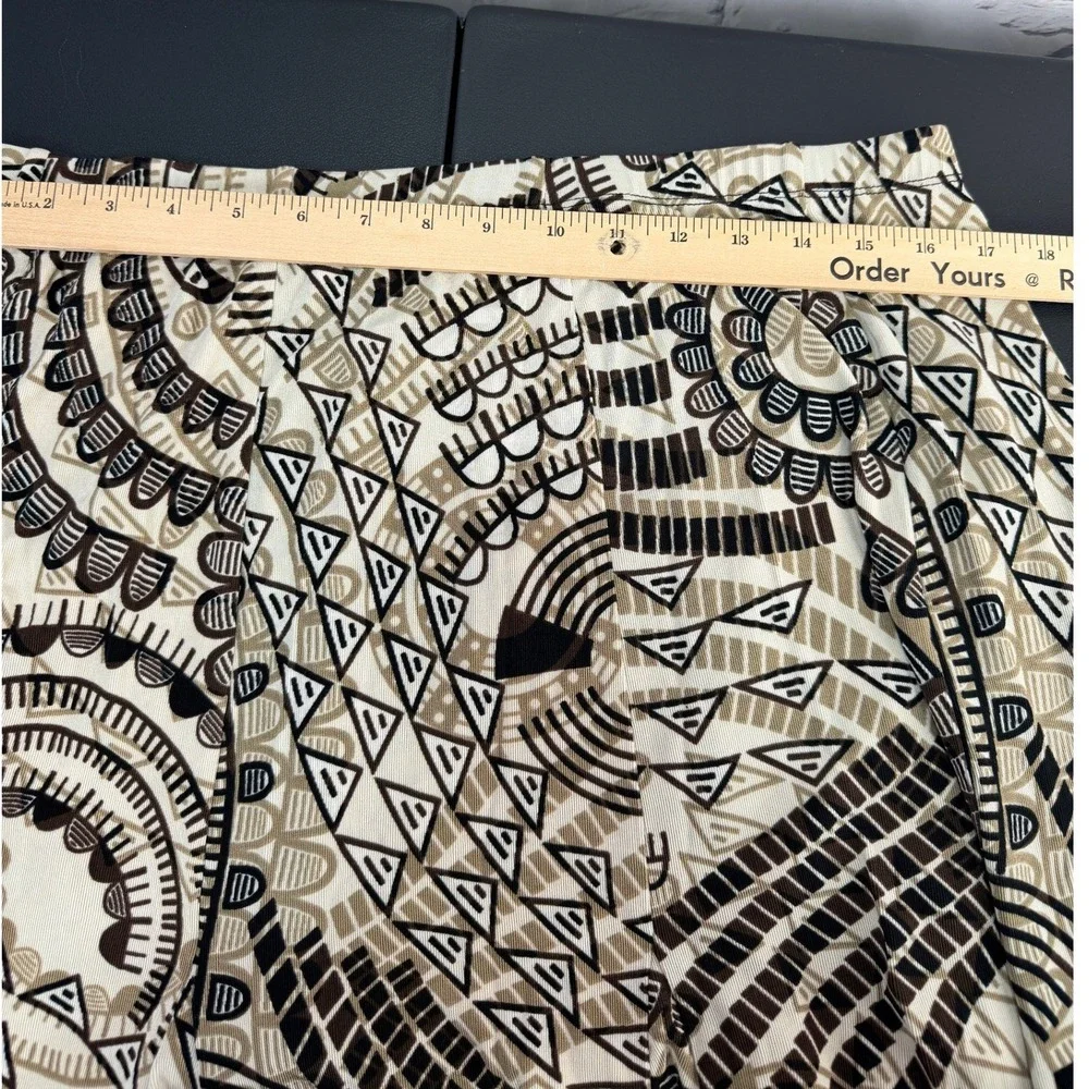 Chico's 3 Travelers Skirt Women XL / 16 Brown Geometric Stretch Midi A-Line Boho